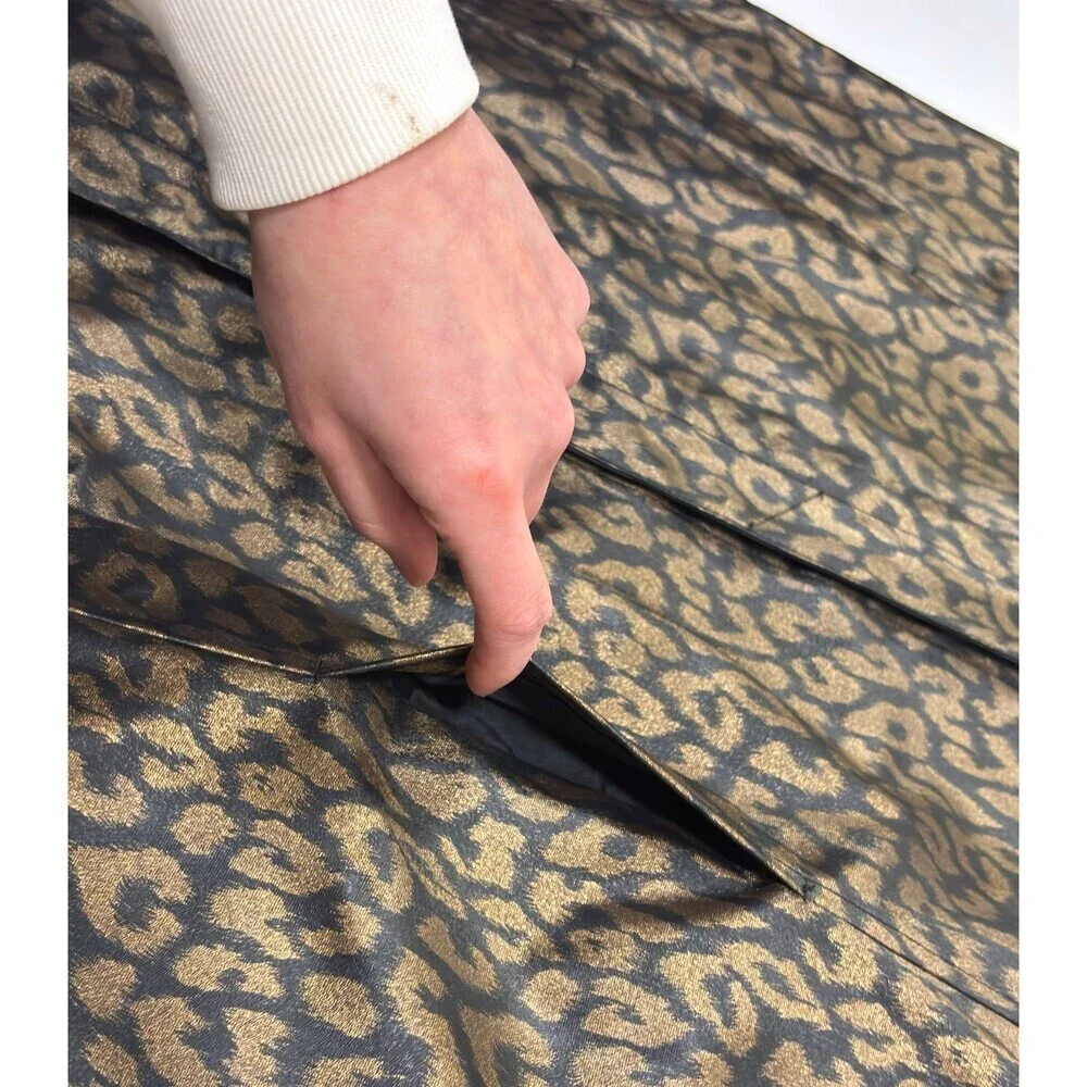 Reversible Animal Print Collared Jacket Black Leopard - Large